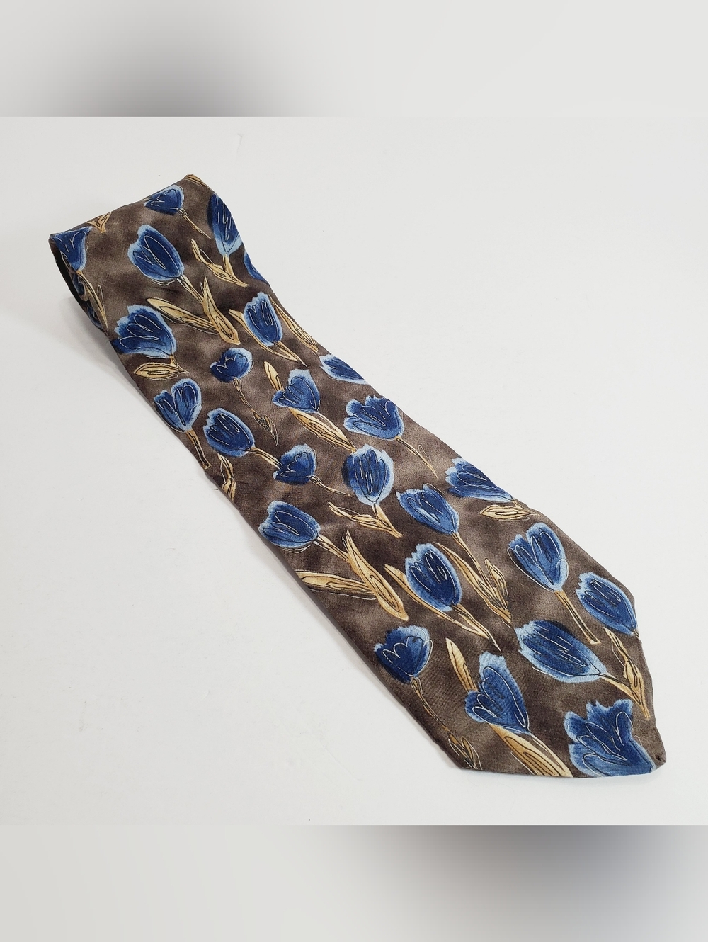 Gianfranco Ruffini Blue & Gray Floral Pattern  Men's Silk Neck Tie 56x3.75"